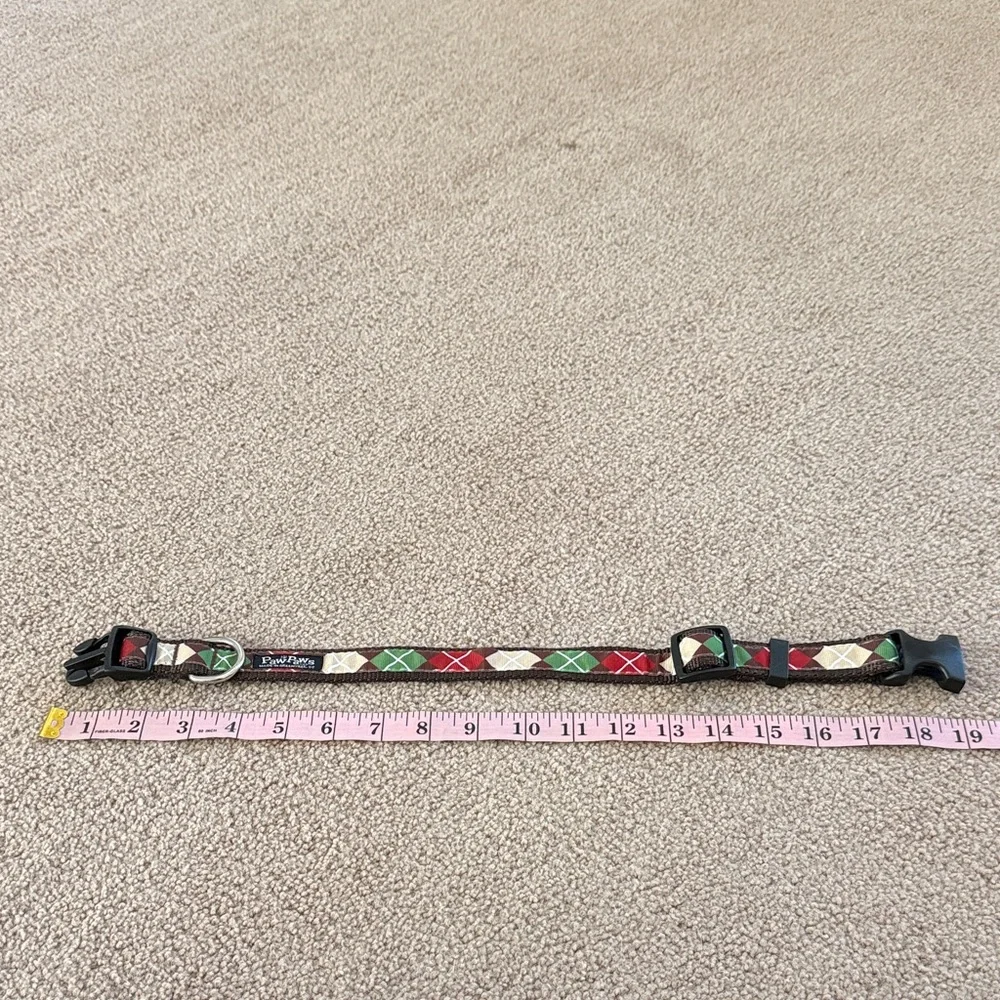 Brown Argyle Dog Collar with Red, Green & Tan Accents